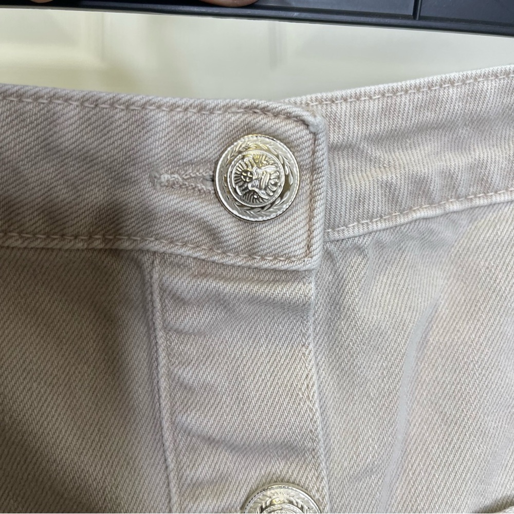 L'AGENCE Kris Button Mini Skirt In Biscuit Sz 29 - Picture 5 of 9